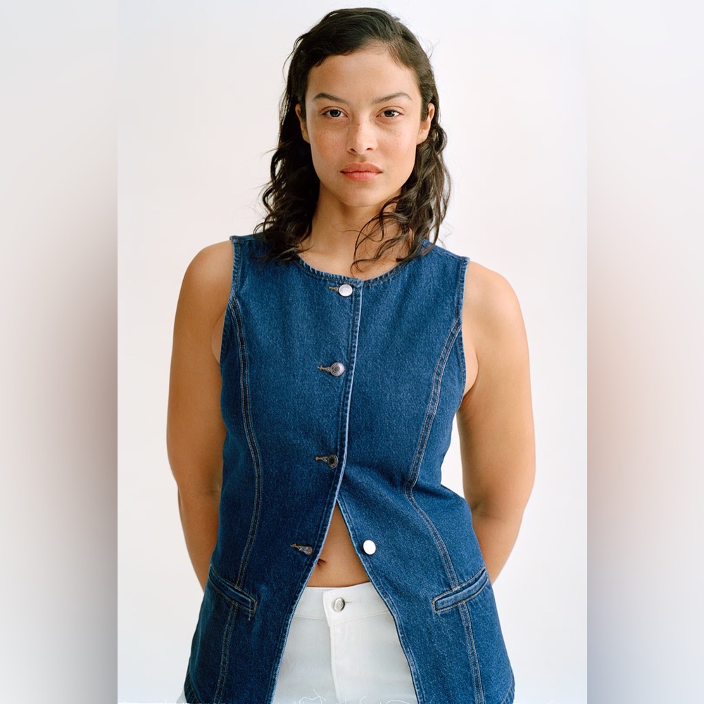 H&M Denim Button Front Vest